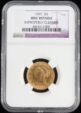 1907 S $5 LIBERTY HEAD GOLD COIN NCG UNC DETAIL