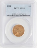 1911 $5 INDIAN HEAD GOLD COIN PCGS XF45