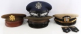4 WWII US ARMY NAVY USMC & SPACE COMMAND VISOR CAP