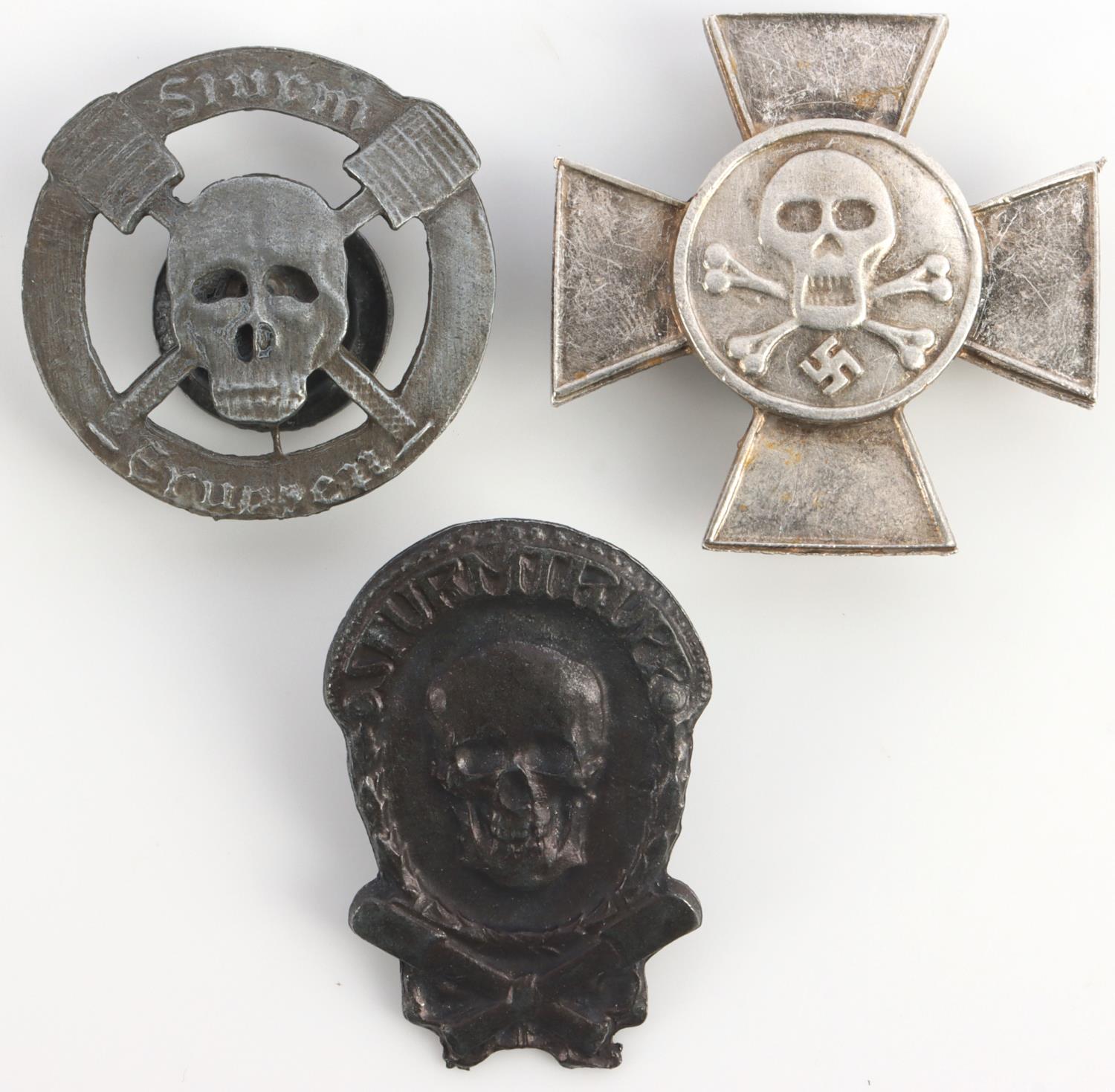 Ｗワイマールドイツ軍＊ＷＷ１＊キフホイザー記念碑章（実物） 5 WWI IMPERIAL GERMAN STORMTROOPER SKULL BADGE | Proxibid