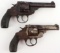 TWO IVER JOHNSON ANTIQUE DA REVOLVERS .32 & .38