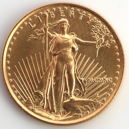 1990 GOLD 1/10 OZ AMERICAN EAGLE COIN BU