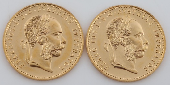 2 1915 AUSTRIA GOLD DUCAT RESTRIKE PROOF COIN LOT