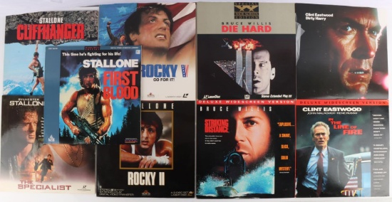 9 LASERDISC ACTION MOVIE LOT WILLIS STALLONE CLINT
