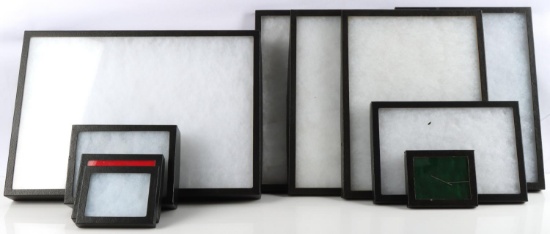 10 USED ASSORTED SIZE RIKER MOUNT DISPLAY CASE LOT