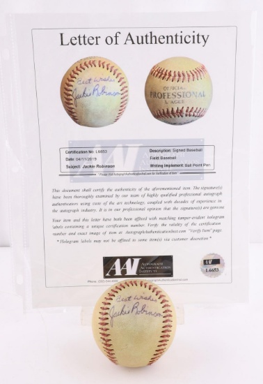 JACKIE ROBINSON SIGNED LEAGUE BALL W/ COA