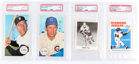 BOBBY HULL WILLIE MAYS AL KALINE RON SANTO PSA