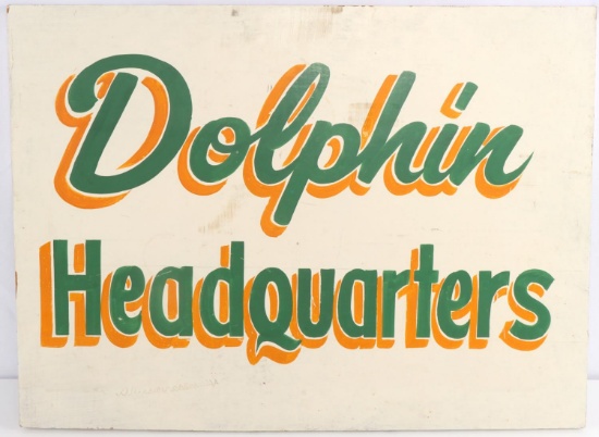 DOLPHIN HEADQUARTERS VINTAGE WOOD SIGN