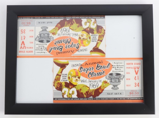 2 1969 SUGAR BOWL ARKANSAS GEORGIA TICKET STUBS