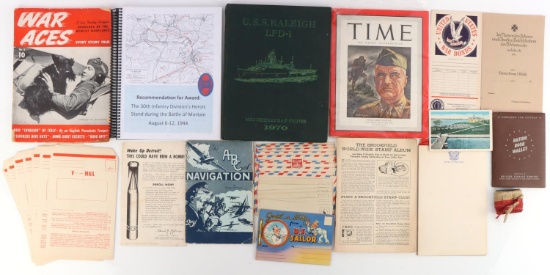LARGE US NAVY WAR TIME EPHEMERA & BOOK LOT