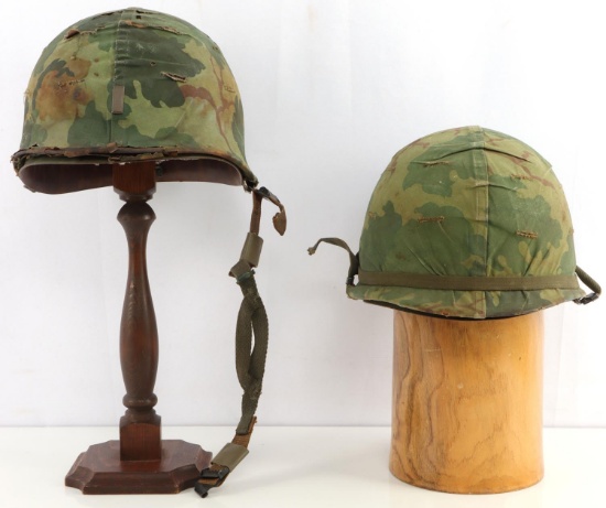 2 VIETNAM USMC M1 HELMET LOT CAMO COVER