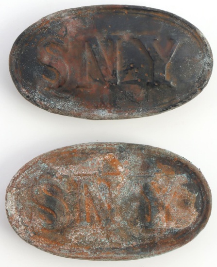 2 US CIVIL WAR SNY NEW YORK CARTRIDGE BELT PLATE
