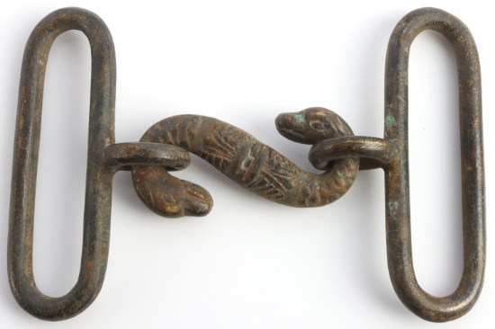 US CIVIL WAR SNAKE THREE PIECE BELT BUCKLE