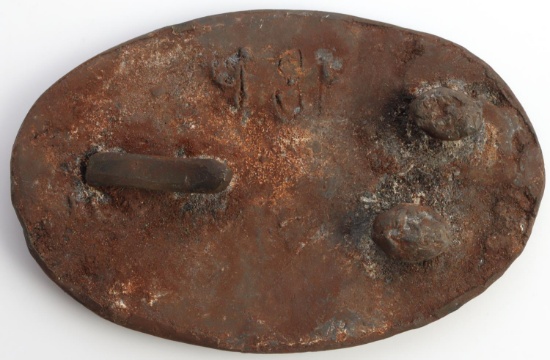 US CIVIL WAR CSA OVAL CARTRIDGE BELT PLATE