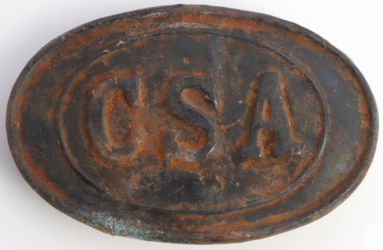 US CIVIL WAR CSA OVAL CARTRDIGE BELT PLATE