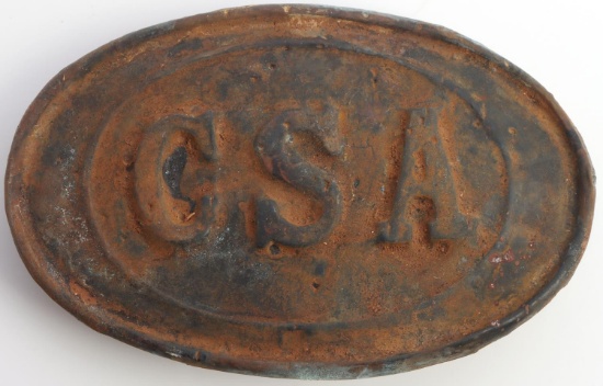 US CIVIL WAR CSA OVAL CARTRIDGE BELT PLATE