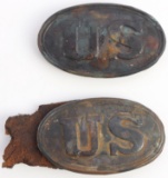 2 US CIVIL WAR UNION OVAL CARTRIDGE BELT PLATES