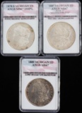 3 MORGAN SILVER DOLLAR COINS 1878 S 1887 & 1889