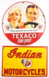 VINTAGE INDIAN AND TEXACO PORCELAIN ADVERT SIGNS