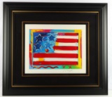 PETER MAX SIGNED MIXED MEDIA AMERICAN FLAG