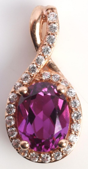 10K ROSE GOLD PURPLE SAPPHIRE PENDANT