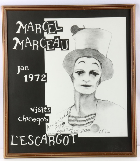 AUTOGRAPHED MARCEL MARCEAU 1972 VENUE POSTER