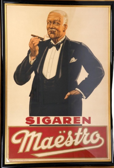 ANTIQUE SIGAREN MAESTRO BELGIAN LITHOGRAPH CIGAR