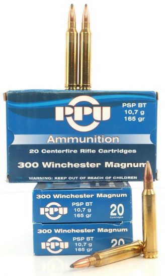 60 ROUNDS OF 300 WIN MAG PSP BT 165GR AMMUNITION