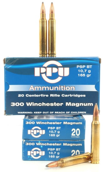 60 ROUNDS OF 300 WIN MAG PSP BT 165GR AMMUNITION