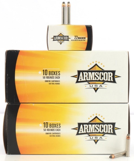 1000 ROUNDS OF 22 WMR JHP ARMSCOR AMMO
