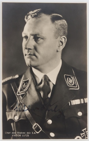 WWII GERMAN VIKTOR LUTZE SIGNED POSTCARD