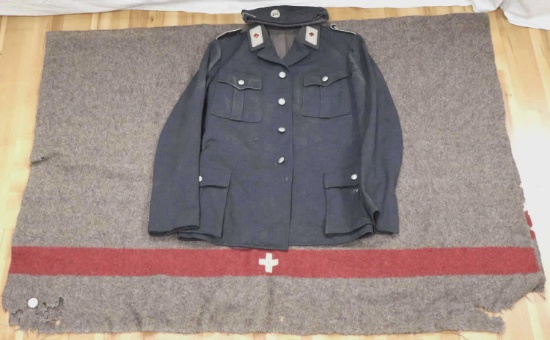 WWII GERMAN REICH RED CROSS TUNIC & GARRSON CAP