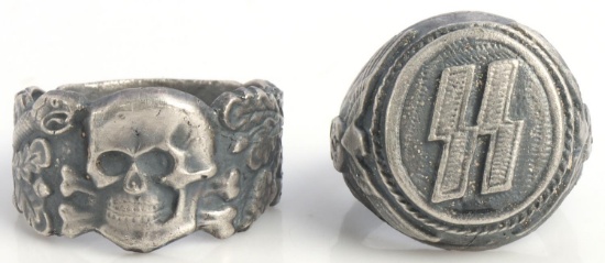 WWII GERMAN THIRD REICH WAFFEN SS SILVER RINGS