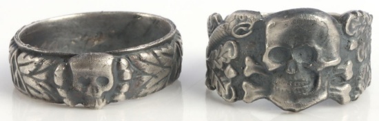 WWII GERMAN THIRD REICH SS 2 SILVER RINGS