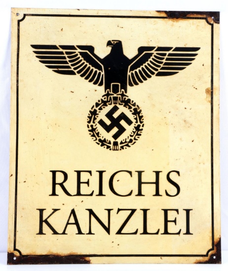 WWII GERMAN REICH REICHSKANZLEI ENAMELED SIGN