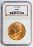 1899 $20 GOLD DOUBLE EAGLE COIN NGC MS 62