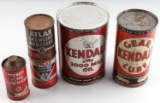 5 FULL CAN LOT KENDALL TEXACO ATLAS LUBE & OIL CAN