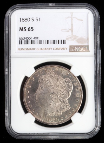 1880 S MORGAN SILVER DOLLAR NGC GRADED MS 65 COIN