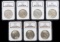 7 NGC GRADED AU58 TO MS63 SILVER PEACE DOLLAR COIN