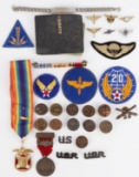 WWI & WWII US ARMY & NAVY PATCH & STERLING BADGES