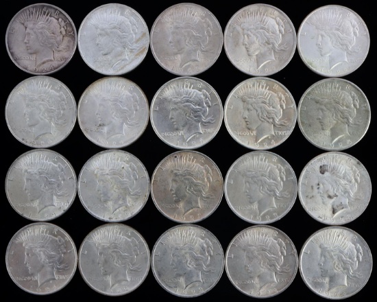 20 SILVER UNCIRCULATED MIX DATE PEACE DOLLAR COINS