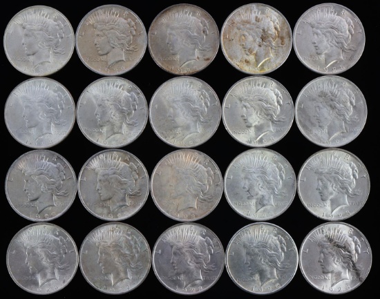20 UNCIRCULATED MIX DATE PEACE DOLLAR COIN LOT