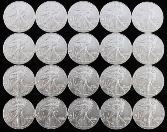 20 AMERICAN EAGLE 1 OZ SILVER $1 COINS