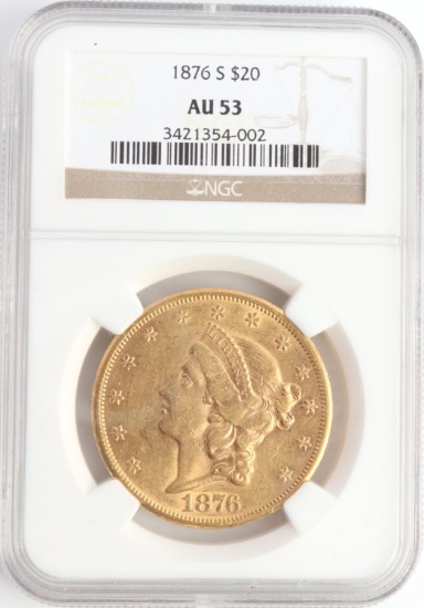 1876 S GOLD DOUBLE EAGLE COIN NGC AU 53