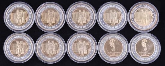10 FINE SILVER DESERT INN TWENTY DOLLAR TOKEN LOT