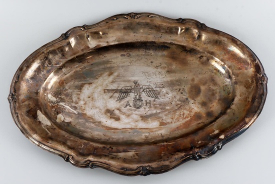 WWII GERMAN ADOLF HITLER WELLNER SILVER TRAY