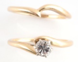 LADIES 14K GOLD DIAMOND SOLITAIRE WEDDING SET