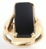 14K YELLOW GOLD ANTIQUE ONYX RING SZ 7.5 6.2 GRAMS
