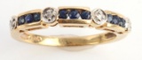 18KT GOLD DIAMOND AND SAPPHIRE RING
