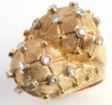 18KT GOLD DIAMOND RETRO VINTAGE COCKTAIL RING
